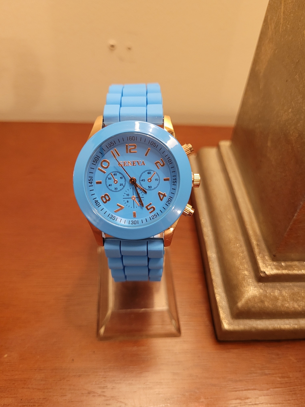 Brand New Blue and Rose Gold Geneva Women's Silicone Watch